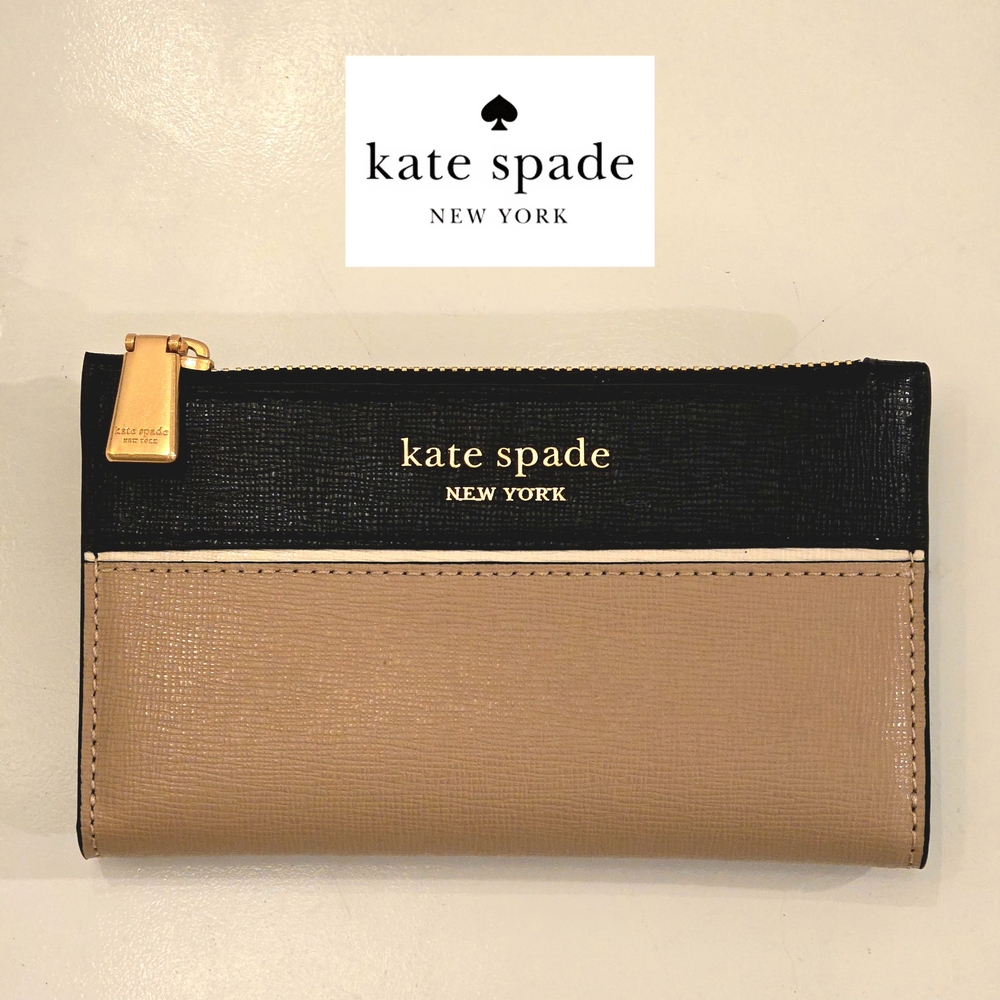 PRICE DROP‼️NWT Kate Spade Morgan Black and Tan Women's Zippered Wallet
